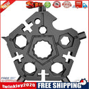 Multi-Purpose Hex Snowflake Wrench Key Ring Portable Bike Spanner (Black)