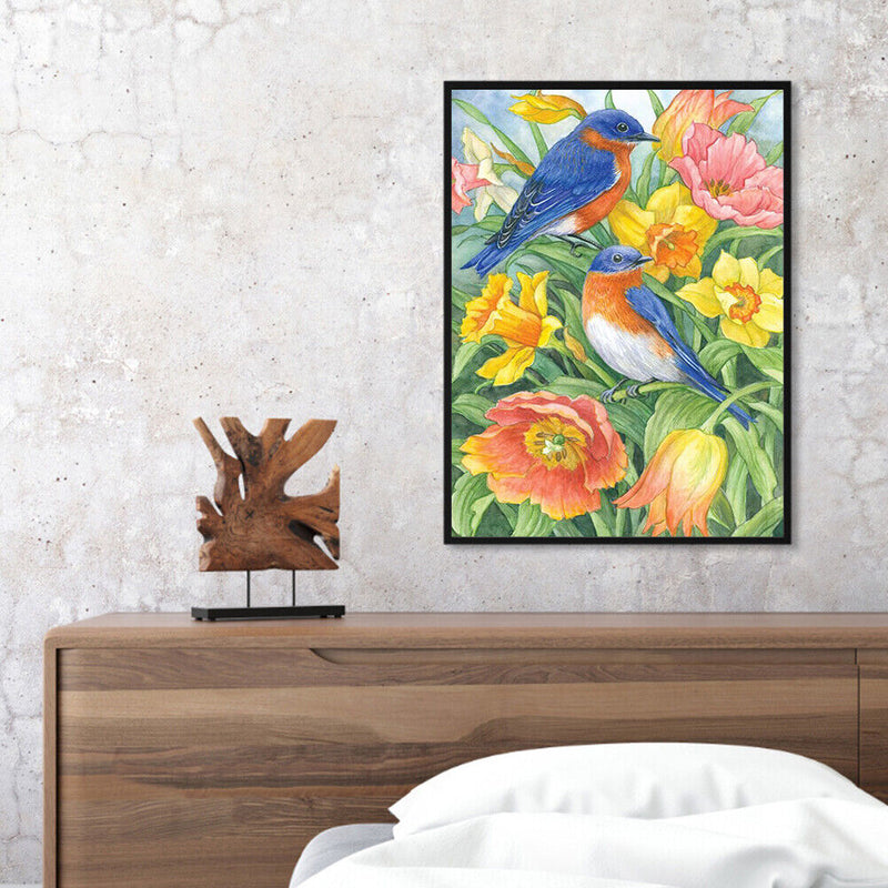 Frameless Bird Flower Oil Paint By Numbers Kit DIY Acrylic Handmade Handicraft