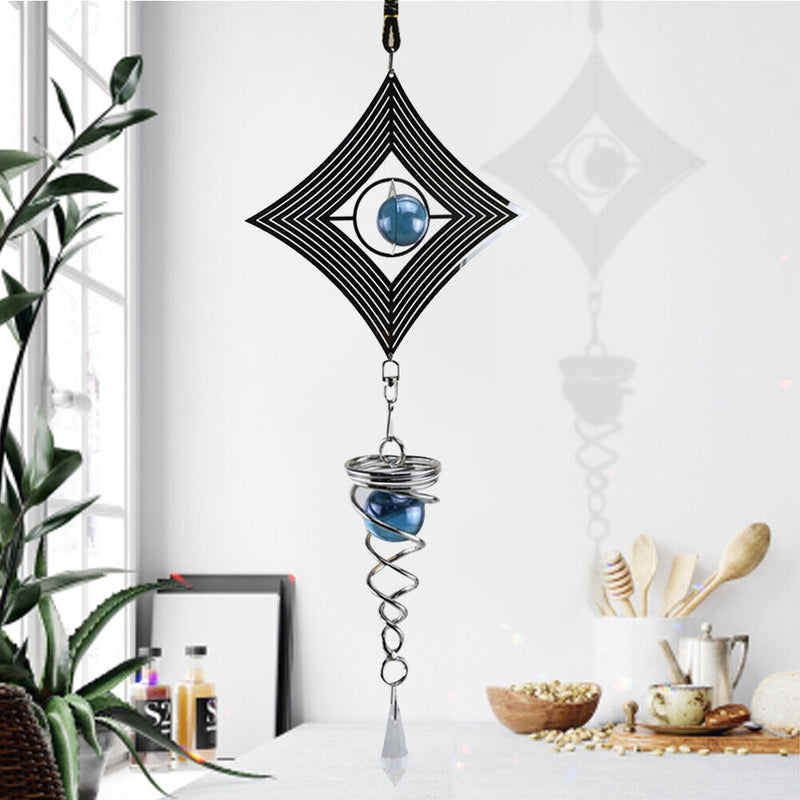 DIY Rotating Wind Chime Novelty Metal Hanging Sculpture Wind Chime Bell (D)