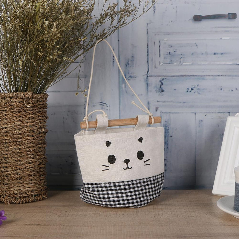 Bag Fabric Cotton Canvas Storage Wall Hanging Bag Creative Wardrobe Wall