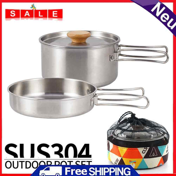 Picnic Saucepan Frying Pan Set Stainless Steel Cookware For Climbing Hiking