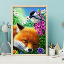5D DIY Diamond Painting Kits Full Round Drill Sleepy Fox Mosaic Wall Art Picture