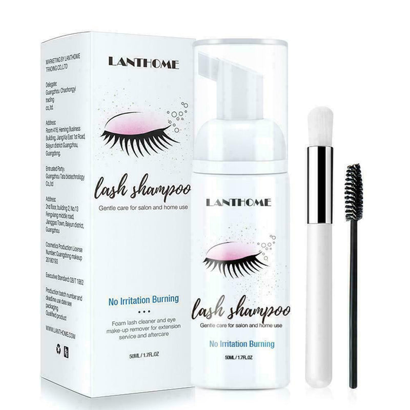 50ml Eyelash Extensions Brush Shampoo Kit Eye Lash 4E33 Makeup Cleaning K9I3