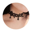 Punk Crystal Pendant Collar Black Lace Victorian Tattoo Necklace Gothic Choker