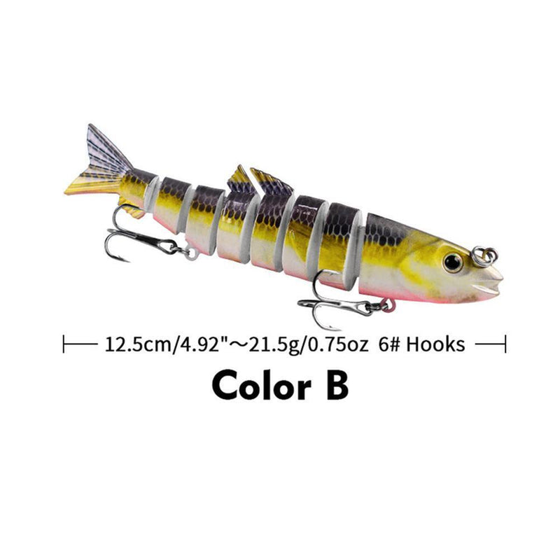 Multi Jointed 12.5cm 21.5g Lures Artificial Wobbler Fishing Hard Bait (B)