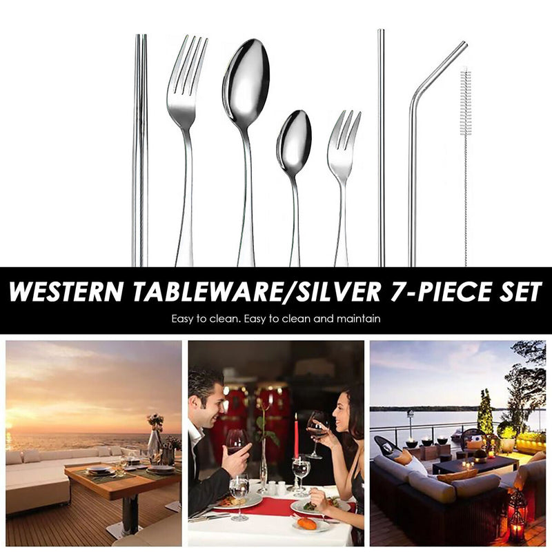 Utensils Cutlery Set, Stainless Steel Silverware, Portable for Camping Picnic