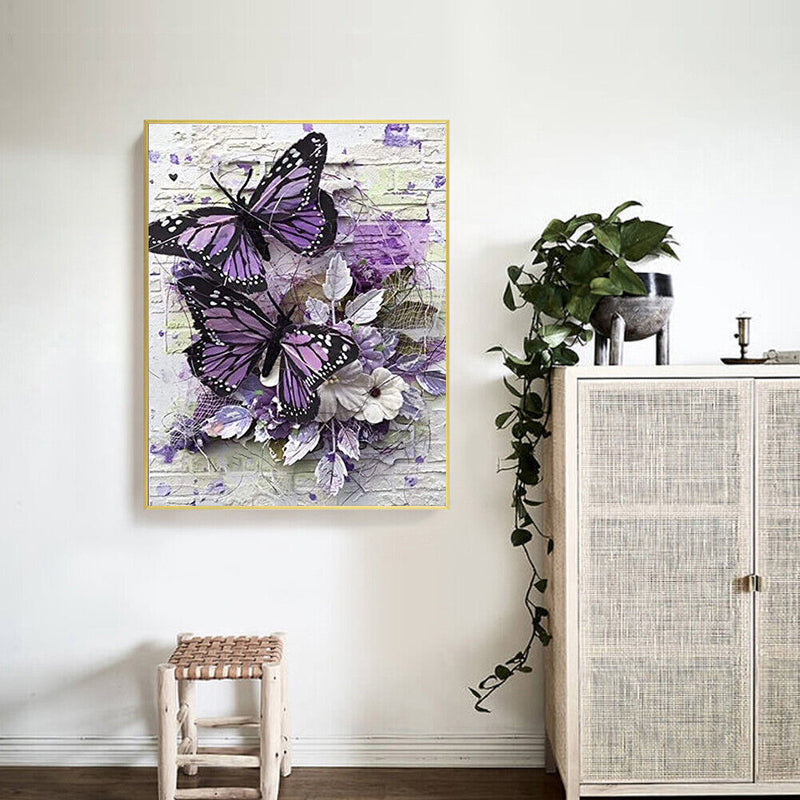 Purple Butterfly Oil Paint By Numbers Kits Canvas Picture DIY Wall Crafts Newly