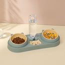 Cats Dogs Double Bowl Auto Feeder Water Dispenser Food Container (Green) Newly