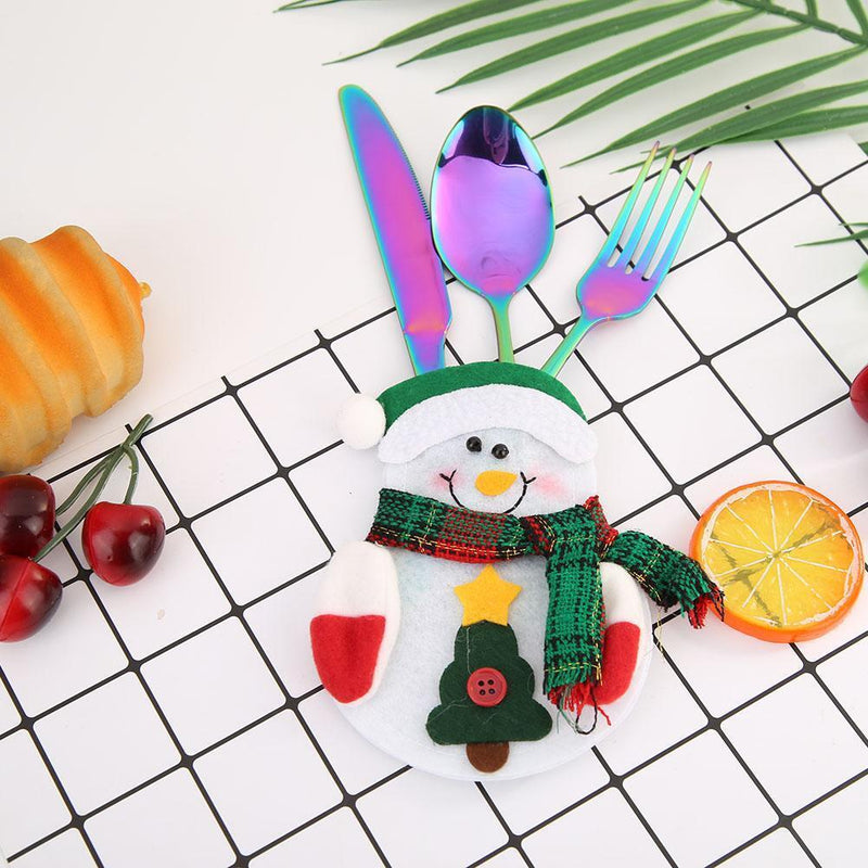 1pc Christmas Snowman Cutlery Bags Dining Table Cutlery(Snowman 1)