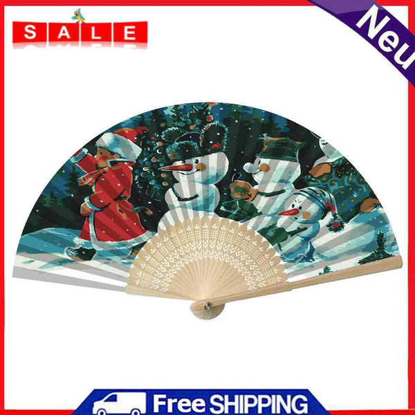 Snowman Kids Fan Oil Paint By Numbers Craft Frameless Handheld Home Decoration