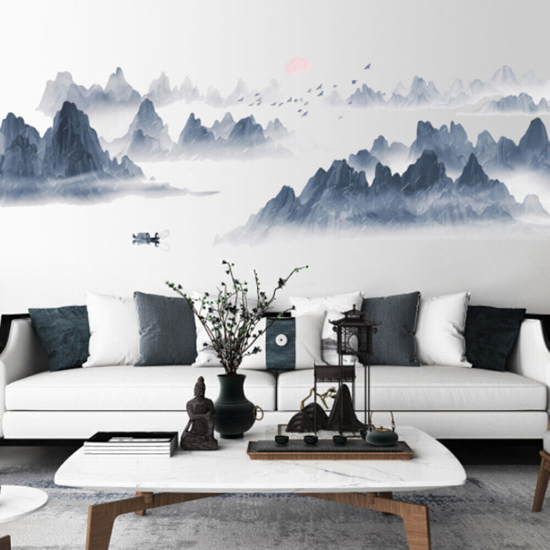 Chinese Style Sunset Landscape Wall Stickers For Living Room Background Decor