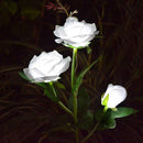 IP65 Waterproof Solar Powered 3 LED Rose Light Garden Ground Lamp (White) Newly