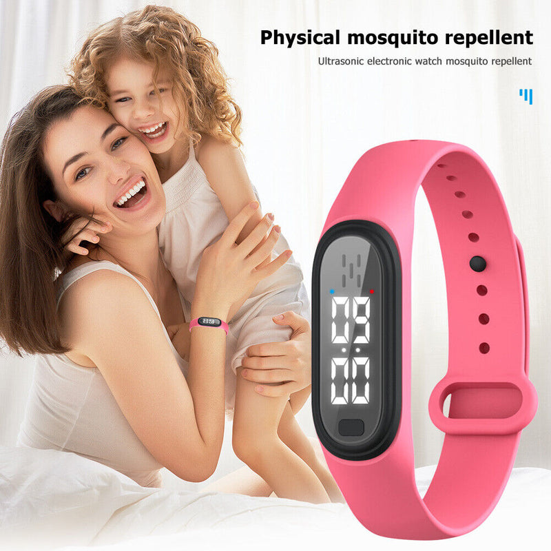 Q2 Ultrasonic Mosquito Repellent Watch Anti Pest Bug Drive Bracelet (Pink) Newly