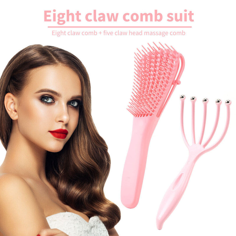 Plastic Scalp Massage Comb Set Relieve Fatigue Curly Hair Comb Hair Brush Newly