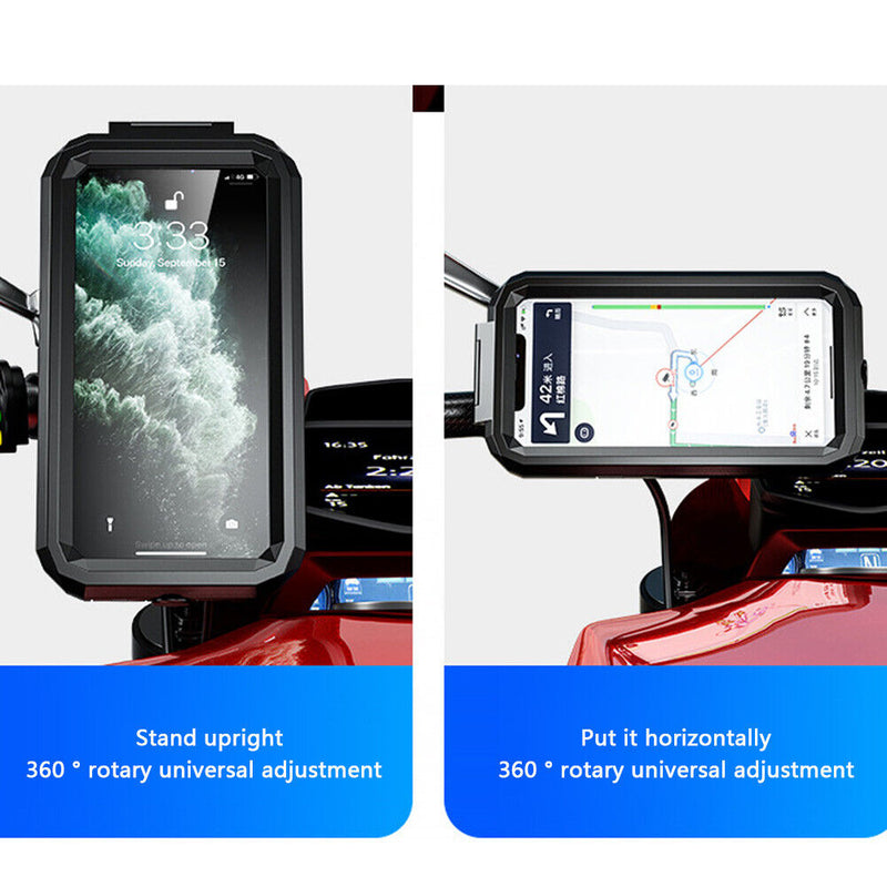 M18L Waterproof Motorcycle Bike Handlebar Rear View Mirror Phone Holder Case