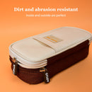 Canvas Pencil Case Double Layer Large Capacity Stationery Pen Box (Brown) Newly