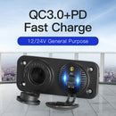 Car Motorcycle Charger QC3.0+PD USB Charger Cigarette Lighter Socket Panel