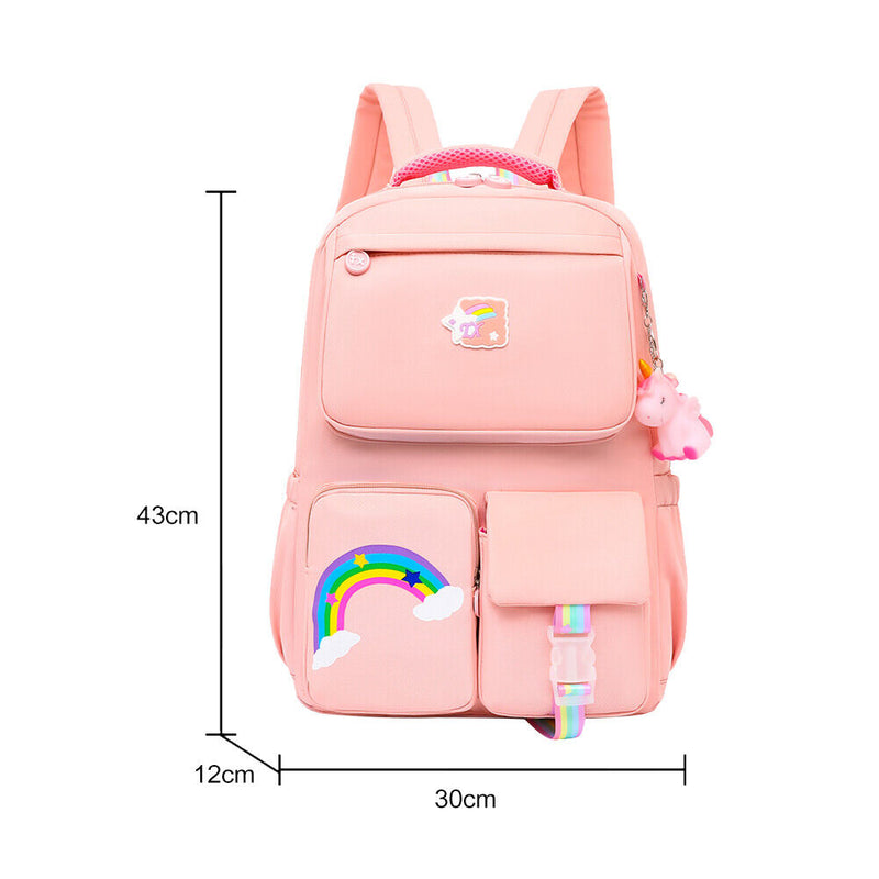 #A Korean Fashion Backpack Rainbow Shoulder Strap Teenage Girl Children Schoolba