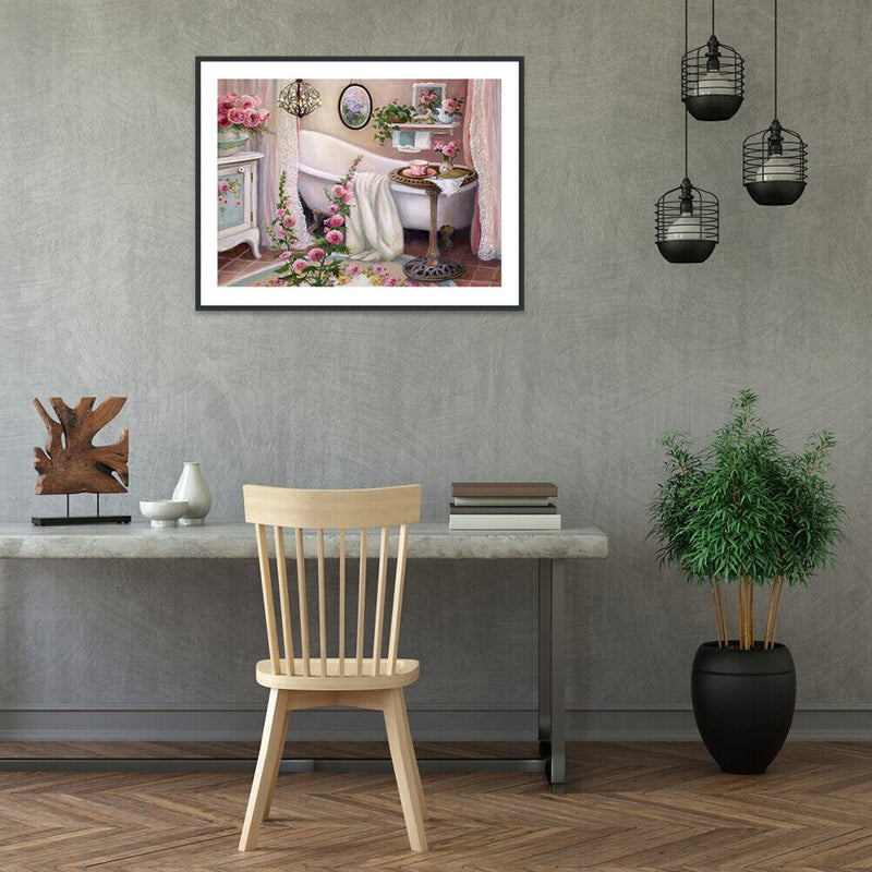 5D DIY Full Drill Diamond Painting Bathtub Cross Stitch Kit Home Wall Needlework