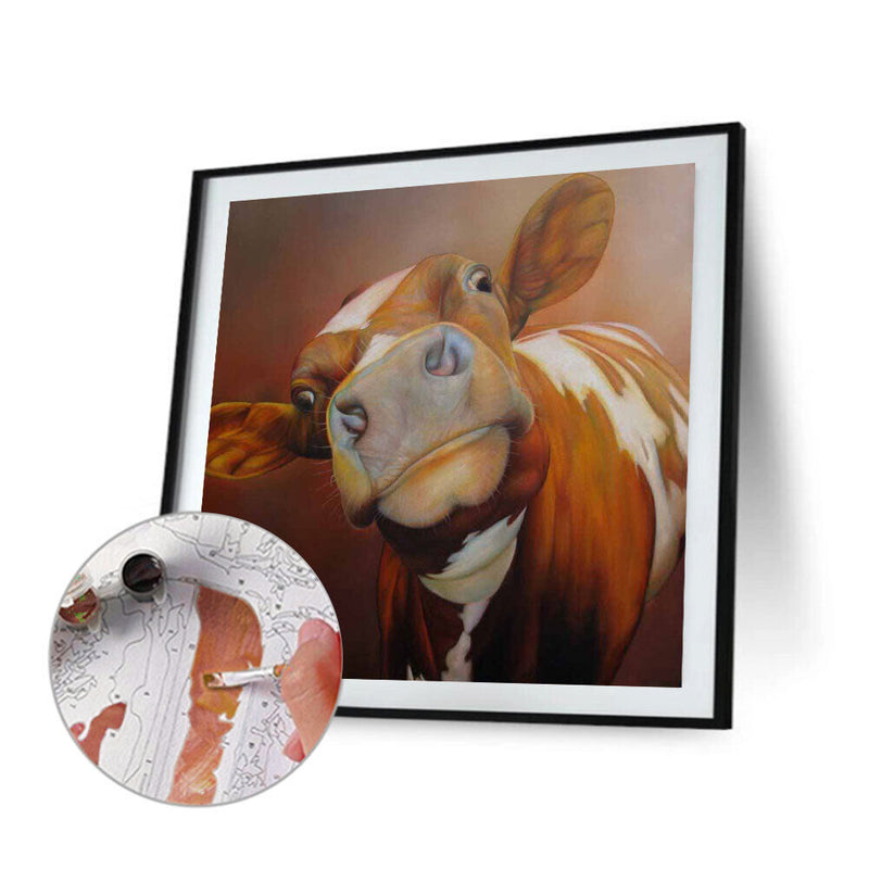 Cute Animal Oil Paint By Numbers Kit DIY Drawing Picture for Adults Home Deco