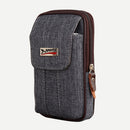 Men Canvas Mobile Phone Bags Double-layer Zipper Fanny Pack (Grey)