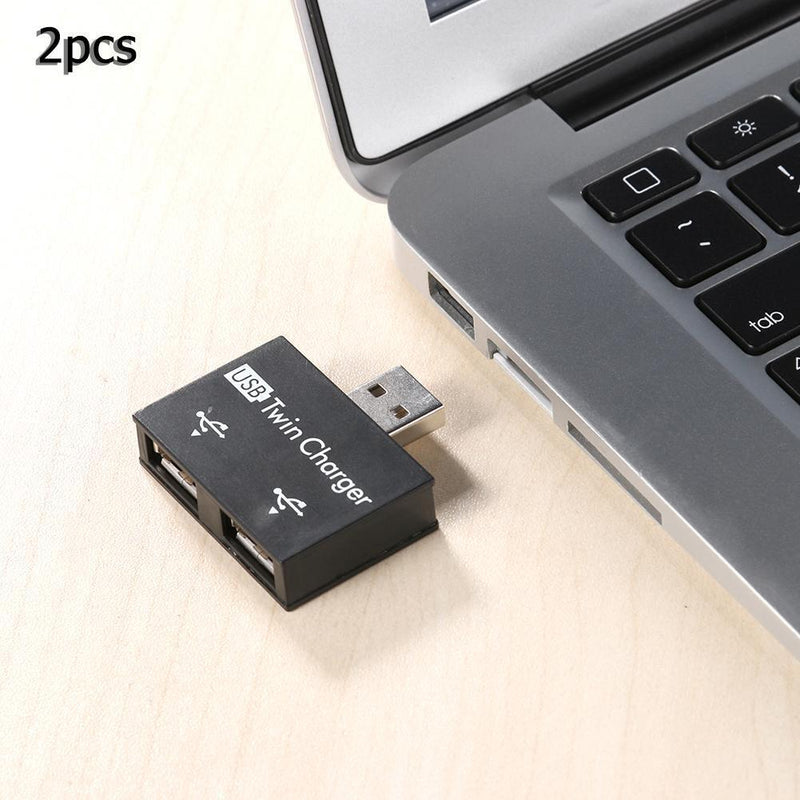 2pcs USB2.0 Male to Female Charger Dual 2 Port USB Splitter Hub Adapter