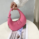 Fashion Women Handbag Leather Solid Color Crescent Hobos Shoulder Bags for Girls