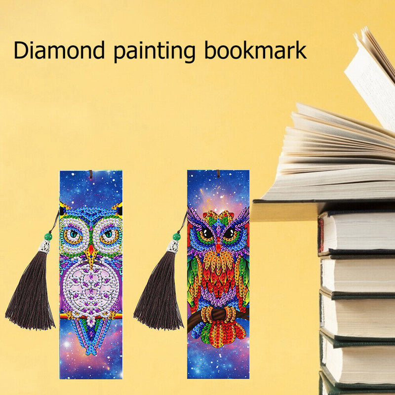 2pcs Birds DIY Special Shaped Diamond Painting Leather Embroidery Bookmark Newly