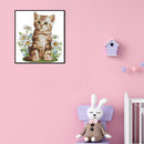 Flower Cat Partial Cross Stitch 14CT Counted Embroidery DIY Animal Crafts