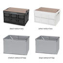Camping Outdoor Foldable Organizer Case Storage Box w/ Wooden Lid (White M)