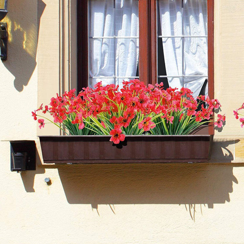 2 Bundles Artificial Flowers, Plastic Plum Blossom Plants, for Garden Window
