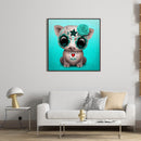 Pig Blue Roses Diamond Painting Rhinestone Full Round Drill for Room Decorati