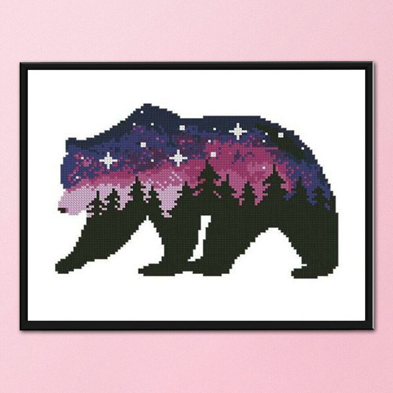 11CT Printed Partial Cross Stitch Handcraft Star Bear Artwork Wall Decor