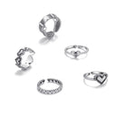 Women Girls Hollow Out Ring Hand Decoration Heart Shape Open Ring Adjustable