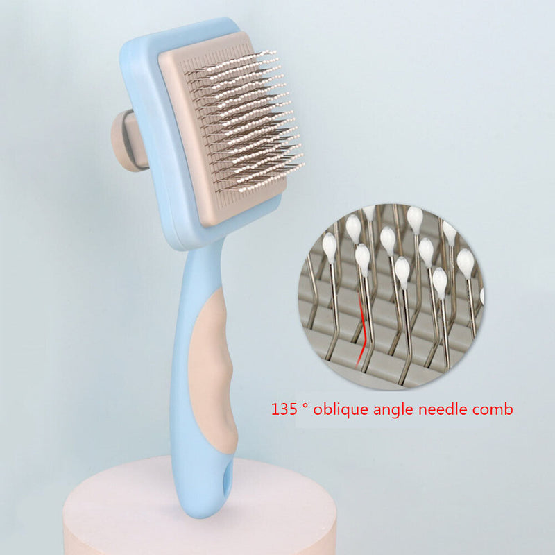 Pet Needle Comb Steel Pet Loose Hair Remover Brush Auto Epilation (Blue) Newly