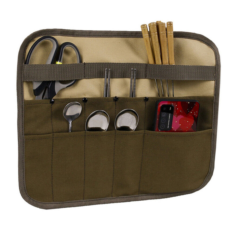 Portable Outdoor Camping BBQ Tableware Storage Bag Cutlery Hanging Holder