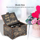 Carved Wooden Musical Box Hand Cranked Manual Kid Child Birthday Gift Home Decor