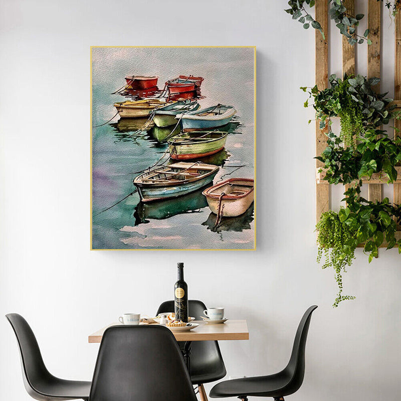 Colorful Boats Oil Painting By Numbers DIY Frameless Art Picture On Canvas
