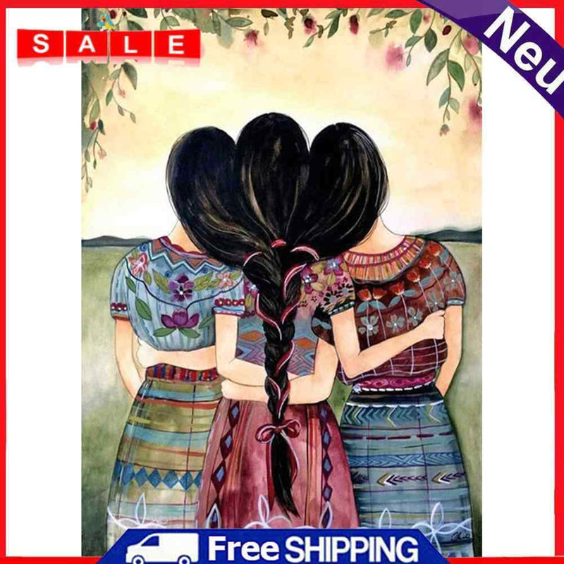 DIY Full Round Drill Diamond Painting Three Girls Picture Rhinestone Mosaic Kit