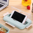 Microwave Lunch Box Wheat Straw Compartments Bento Food Container (Blue) Newly