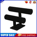 Velvet Bracelet Bangle T-Bar Rack Watch Jewelry Display Stand (Black2 Tier)
