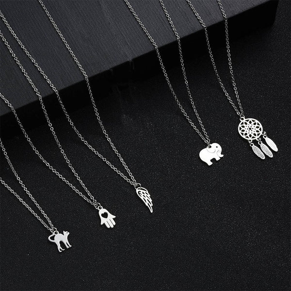 With Chain Stainless Steel Necklace Animals Cats and Elephants Necklace Pendant