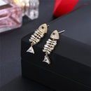 Women Elegant Dangle Zircon Drop Ear Stud Rhinestone Ear Clip Fish Earrings