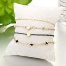 Color Jewelry Beads Multilayer  Heart Anklets Black Rope Chain Foot Bracelet