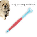 Three Sided Pet Toothbrush Dog Soft Brush Bad Breath Tartar Tool (Blue) Newly