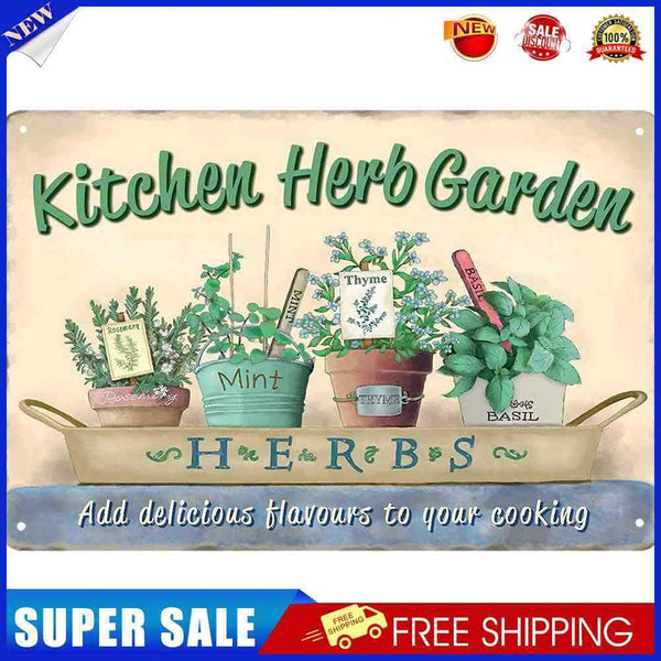 Kitchen Herbs Retro Metal Plate Tin Sign Poster for Bar Pub Iron Painting
