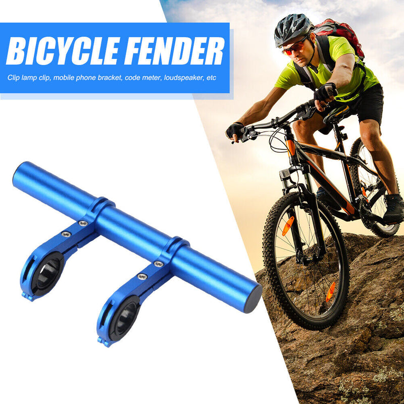 30cm MTB Bike Handlebar Extender Double Clamp Bracket Support Rack (Blue) Newly