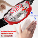 XPE LED Headlamp Wave Induction 500lm Waterproof Camping Headlight Red Newly