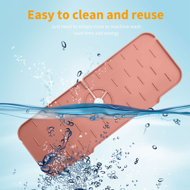 Kitchen Silicone Faucet Absorbent Mat Microfiber Sink Protector (A Pink) Newly