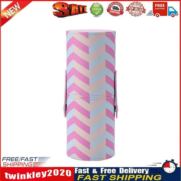 Portable PU Leather Makeup Storage Holder Cosmetic Brush Pen Cup Box (A) Newly